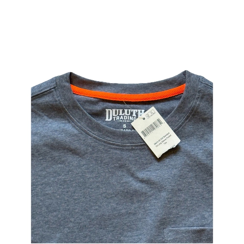 Duluth Trading Co Men's 40 Grit Long Sleeve Pocket T-Shirt Navy Gray NWT